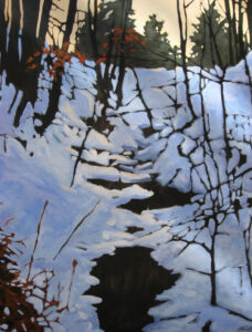 Painting of winter stream