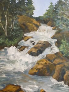Painting of Teton waterfall